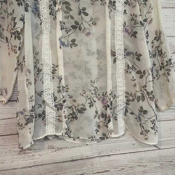 LC Lauren Conrad Runway High Neck Sheer Top Size Small - Picture 4 of 7